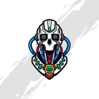 Cyberpunk Skull Robot with Blue and Red Injected Liquid vector