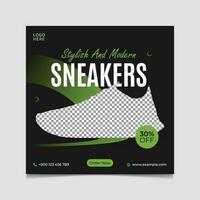 Fashion sale social media post vector template design with stylish sneakers.