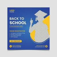 Back to School and school admission social media post and web banner vector template