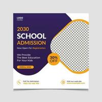 School admission social media post and admission banner vector template design.