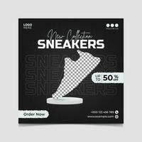 Fashion sale social media post vector template design with sneakers.