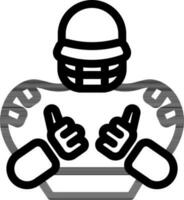 Player Wearing Helmet Icon in Thin Line Art. vector