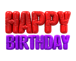 happy birthday text 3d render png