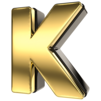 Letter K Gold With Black 3D Render png