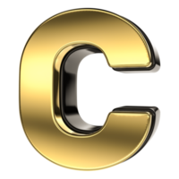 Letter C Gold With Black 3D Render png