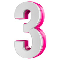 numero 3 rosa 3d rendere png