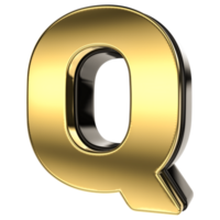 lettre q or avec noir 3d rendre png