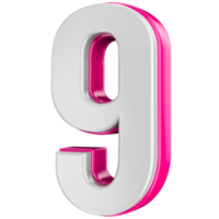 número 9 Rosa 3d render png