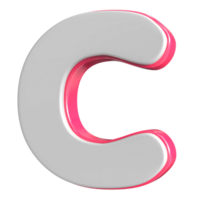 Letter C White With Pink 3D Render png