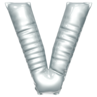 silver- ballong font 3d tolkning, brev v png