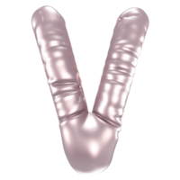 V Font 3D Render png