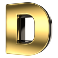 Letter D Gold With Black 3D Render png