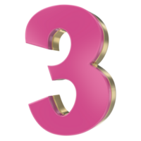 3 Pink With Gold 3D Render png