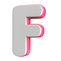 Letter F White With Pink 3D Render png