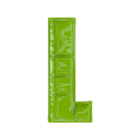 L Green Balloon Font 3d render png