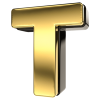 Letter T Gold With Black 3D Render png