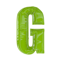 G Green Balloon Font 3d render png