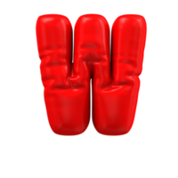 3d rendre de rouge lettre des ballons w lettre png