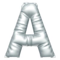 Silver balloon font 3d rendering, letter A png