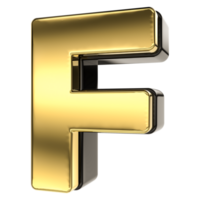 Letter F Gold With Black 3D Render png