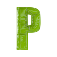 P Green Balloon Font 3d render png