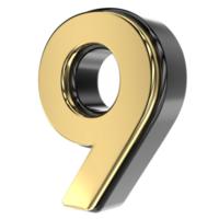 Number Gold 3D Render png