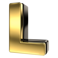 Letter L Gold With Black 3D Render png