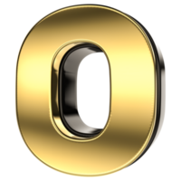 Letter O Gold With Black 3D Render png