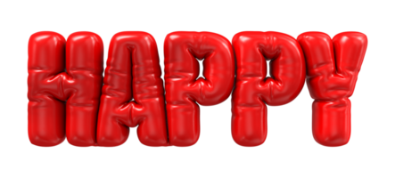 happy text 3d render png