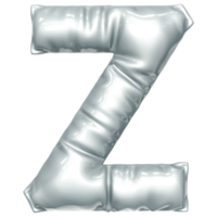 Silver balloon font 3d rendering, letter Z png