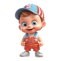 3D cartoon happy baby kids on transparent background. png