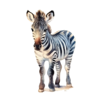 Watercolor little zebra isolated on transparent background. png