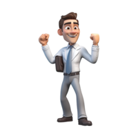 3D Cartoon businessman on transparent background. png