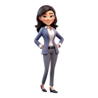 3D Cartoon businesswoman on transparent background. png