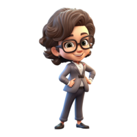 3D Cartoon businesswoman on transparent background. png