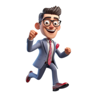 3D Cartoon businessman on transparent background. png