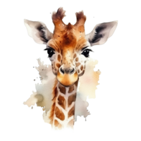 Watercolor giraffe isolated on transparent background. png