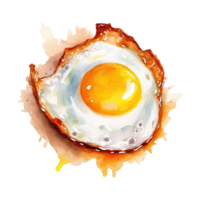 Watercolor fried egg on transparent background. png