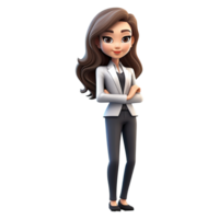 3D Cartoon businesswoman on transparent background. png