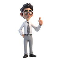 3D Cartoon businessman on transparent background. png