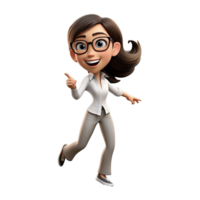 3D Cartoon businesswoman on transparent background. png