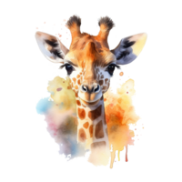 Watercolor giraffe isolated on transparent background. png