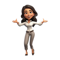 3D Cartoon businesswoman on transparent background. png