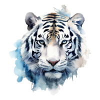 aguarela branco tigre animal isolado em transparente fundo. generativo ai png