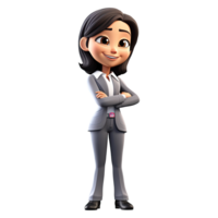 3D Cartoon businesswoman on transparent background. png