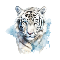 aguarela branco tigre animal isolado em transparente fundo. generativo ai png