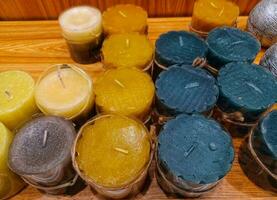 Pack of Gel wax multicolor tea light candles white unscented photo
