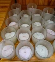 Pack of Gel wax multicolor tea light candles white unscented photo