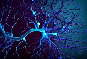 Glowing neurons  background, ai generation photo