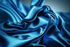 Silk texture background, blue, ai generation photo